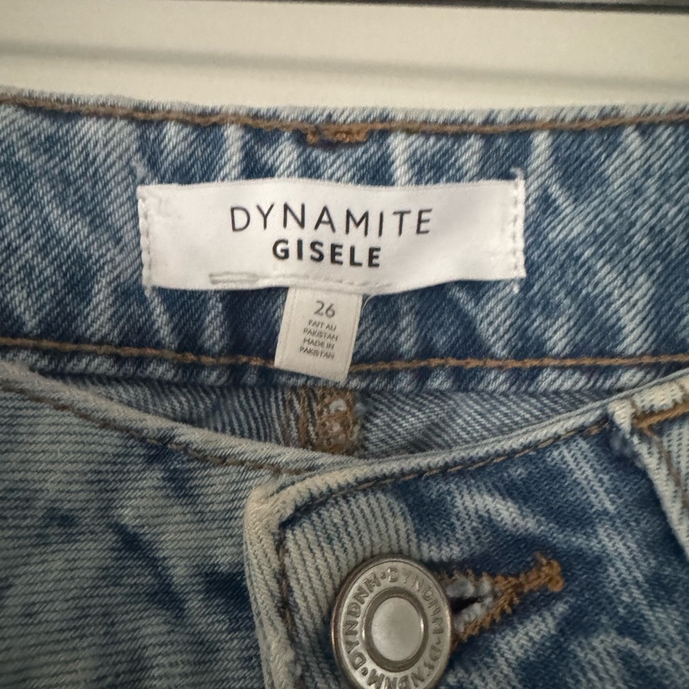 Dynamite Gisele Straight Leg High Waist Blue Wash Jeans Frayed Edge Size 26 - Picture 3 of 5